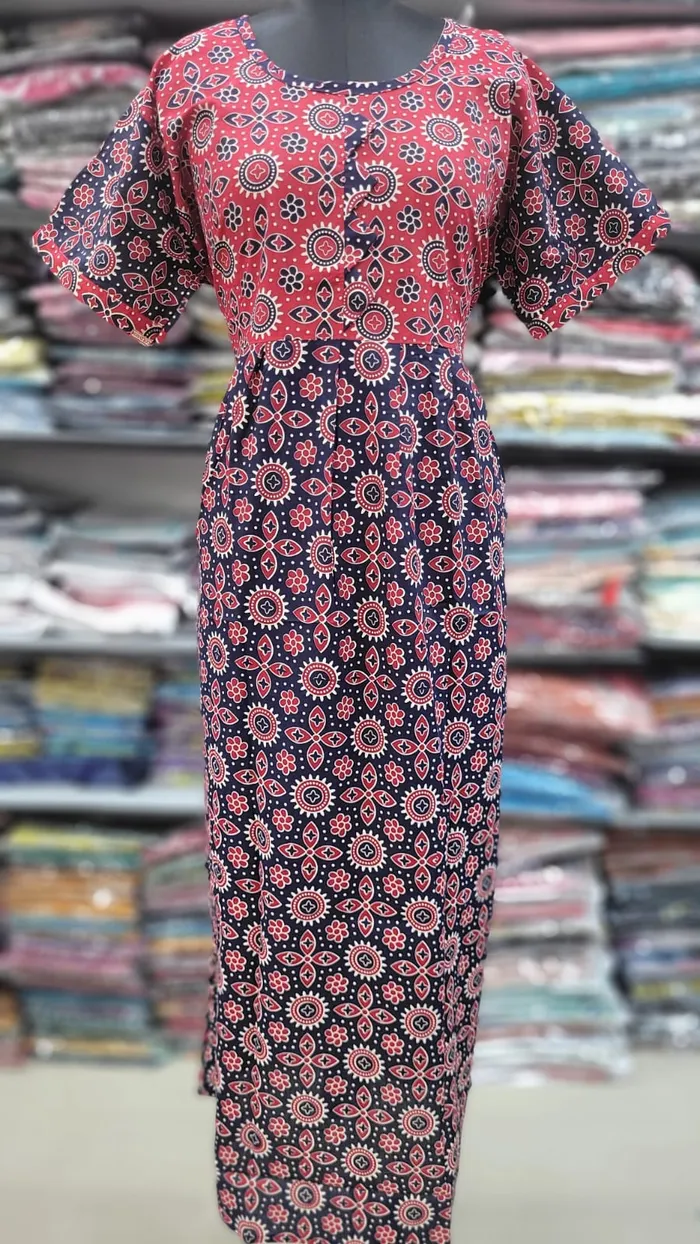 Pure Cotton  Ajrack Frock Nighty | NT2439